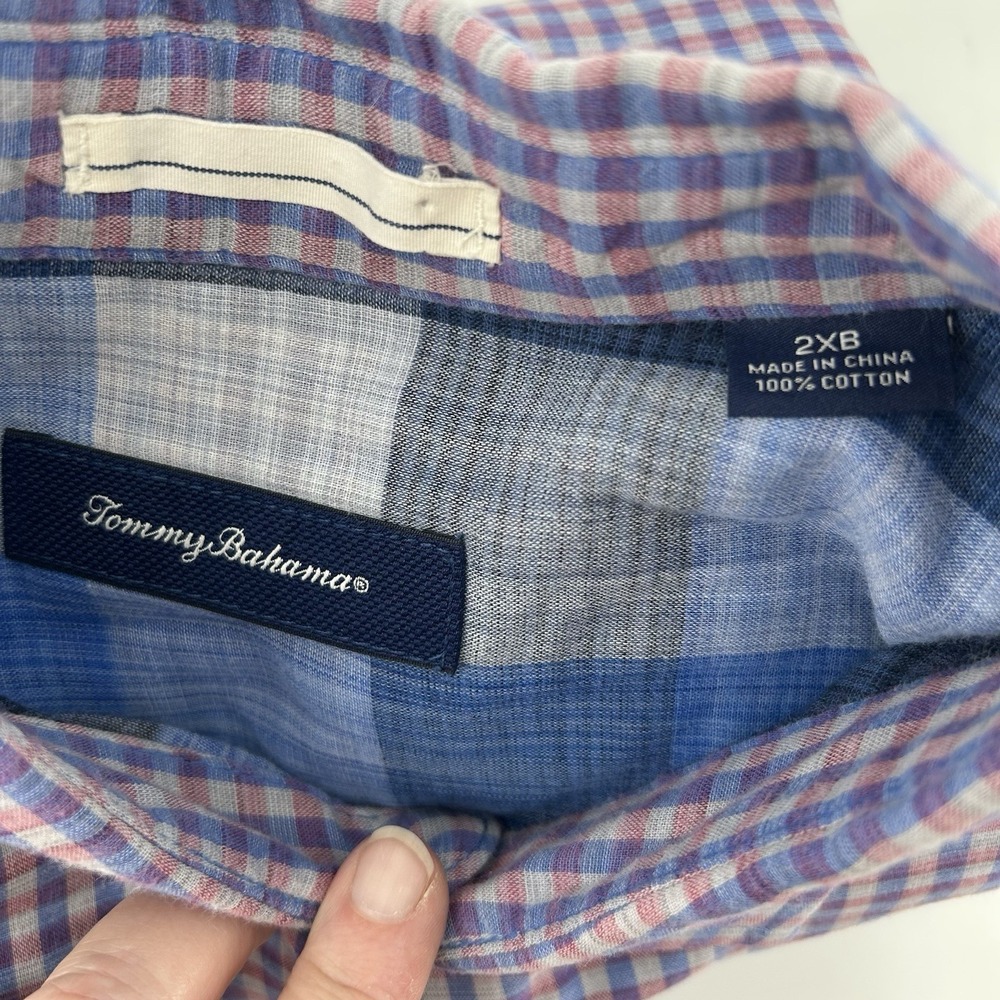 Tommy Bahama Shirt Mens 2XB Flannel Lined Purple Plaid Dadcore‎ Classic - Picture 6 of 9